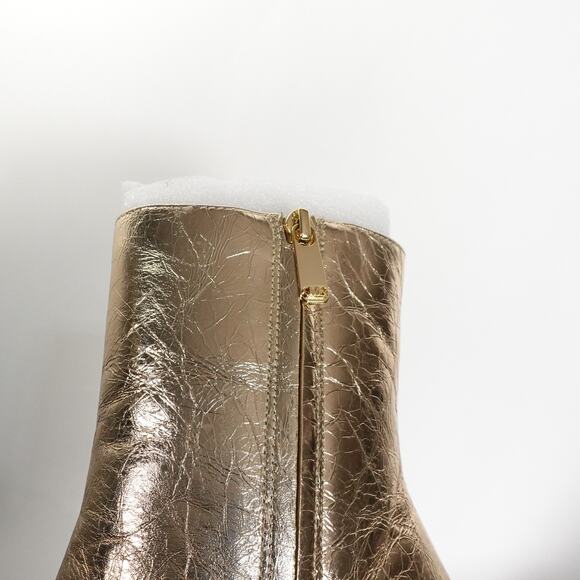 New Michael by Michael Kors Kelsea Leather Pale Gold Zip Boot Shoe Women’s Sz 7 - Picture 6 of 10